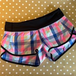 Lululemon Run Speed Short 2" Pop Plaid Colorful Multi Size 6 Gym Shorty Shorts